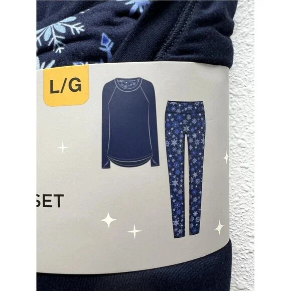 ClimateRight by Cuddl Duds 2pc Women's S Knit Base Layer Top Legging Set Blue - Picture 11 of 12